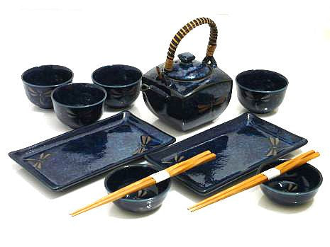 Sapphire Dragonfly Sushi and Tea Set