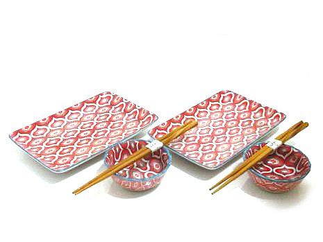 Dragon Red Tapestry Sushi Set for Two